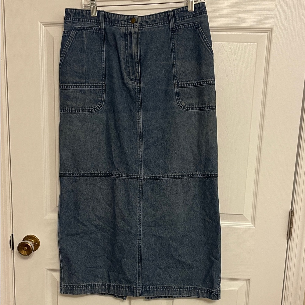 Christopher & Banks Blue Denim Midi Skirt